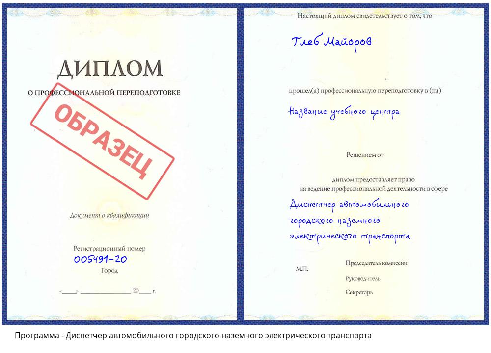 Диспетчер автомобильного городского наземного электрического транспорта Ноябрьск